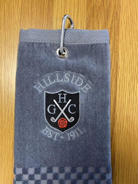 Hillside Golf Club Trifold Golf Towel - Grey - Hillside Golf Club Trifold Golf Towel - Grey - Hillside Golf Club